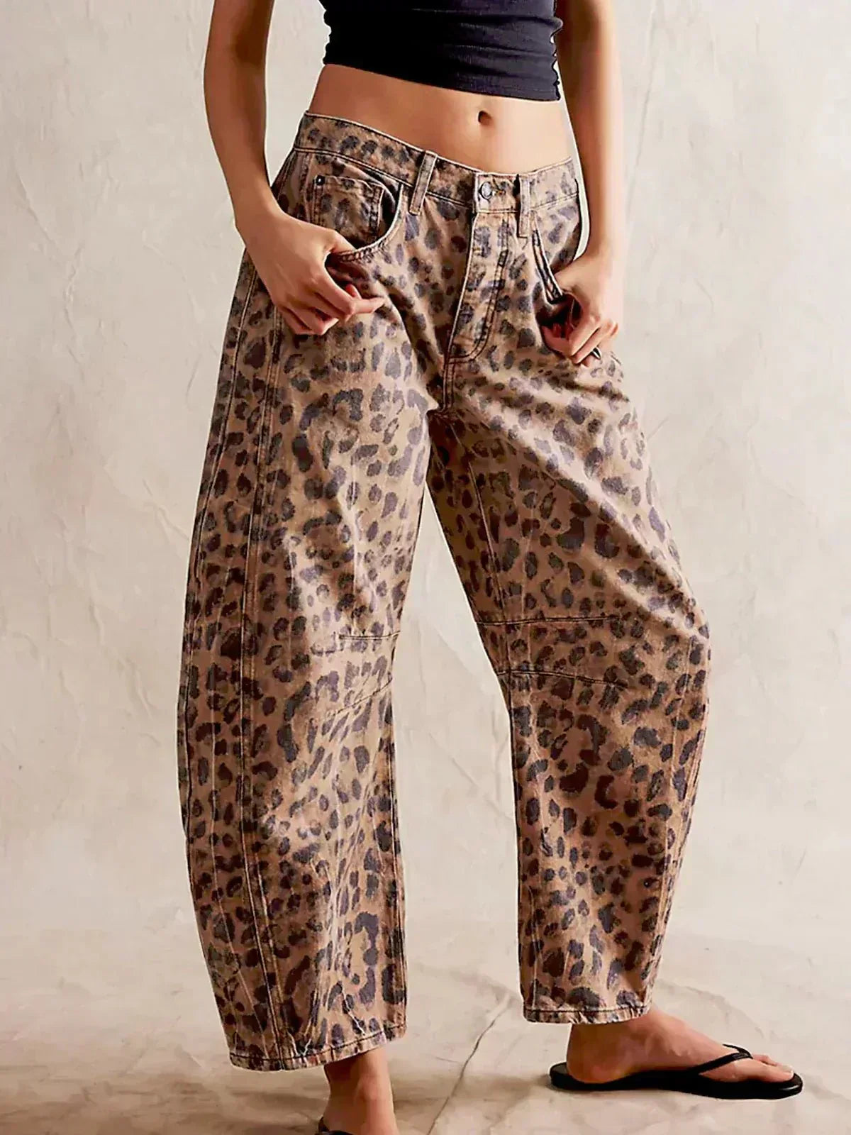 Women's Wide Leg Jeans Leopard