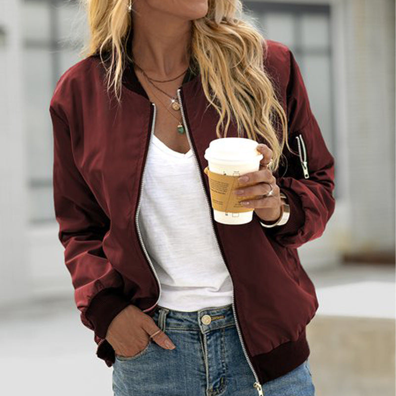 Women's Bomber Jacket Burgundy