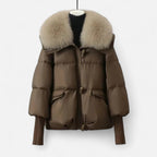 Women's Wrap Puffer Coffee Brown