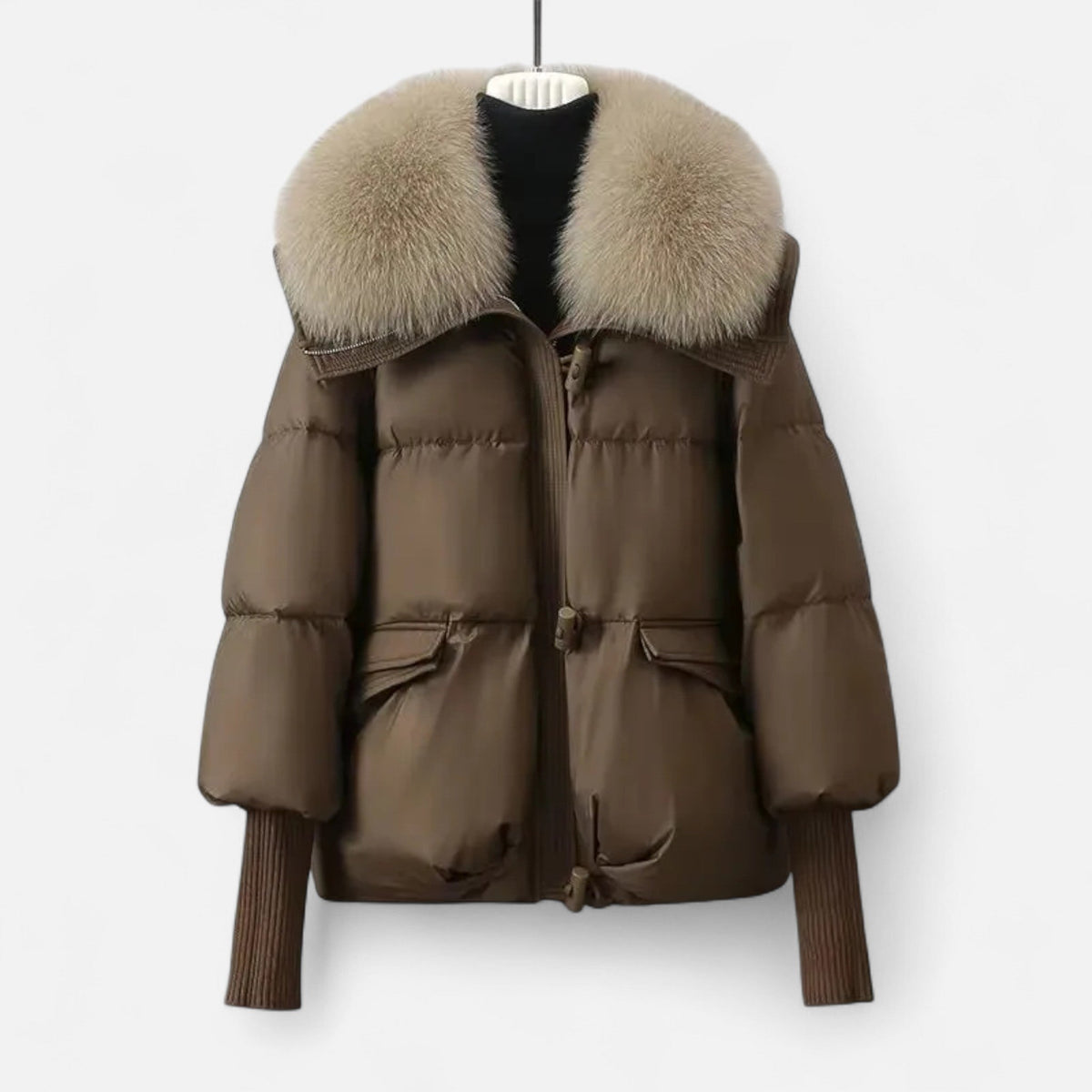 Women's Wrap Puffer Coffee Brown