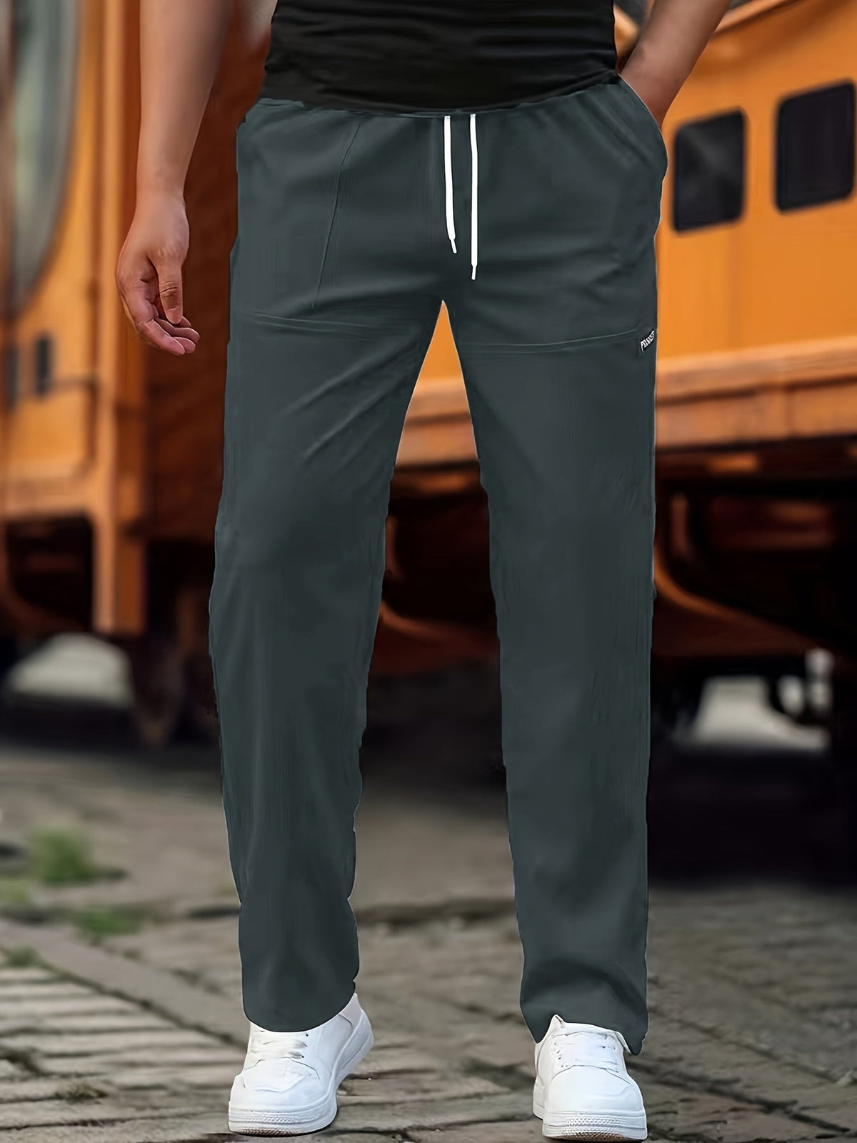 Men's Drawstring Athletic Pants with Side Pockets