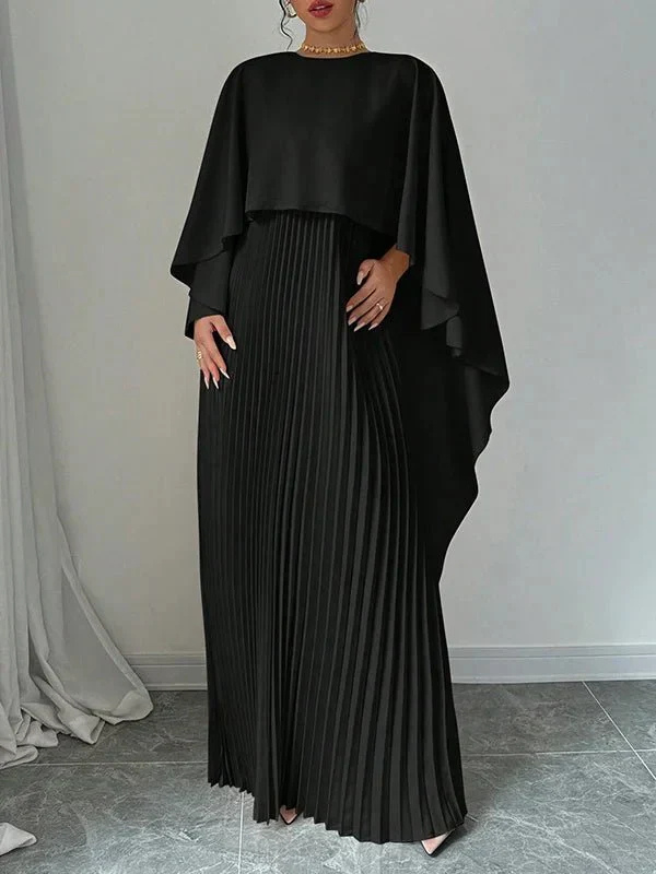 Women's cape overlay maxi dress in black