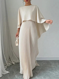Women's cape overlay maxi dress in ivory