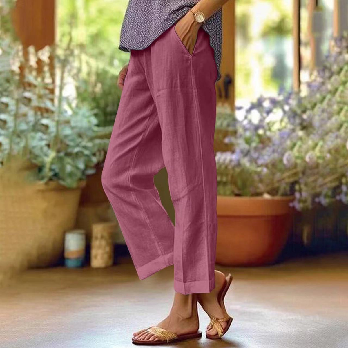 Women's Cropped Pants Purple