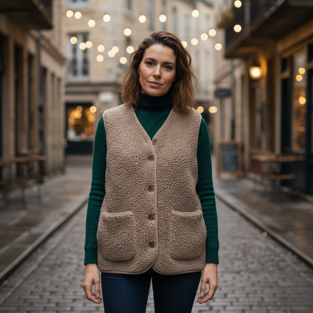 Women's Sherpa Vest Khaki
