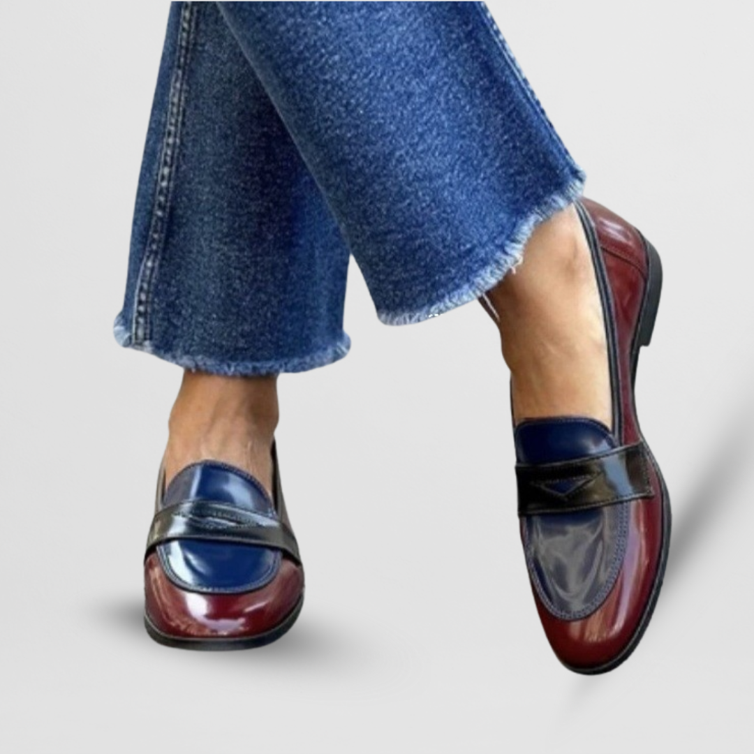 Women's Round Toe Slip-On Loafers with Padded Insole - Blue