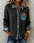 Women's Cable Knit Shirt Dark Gray