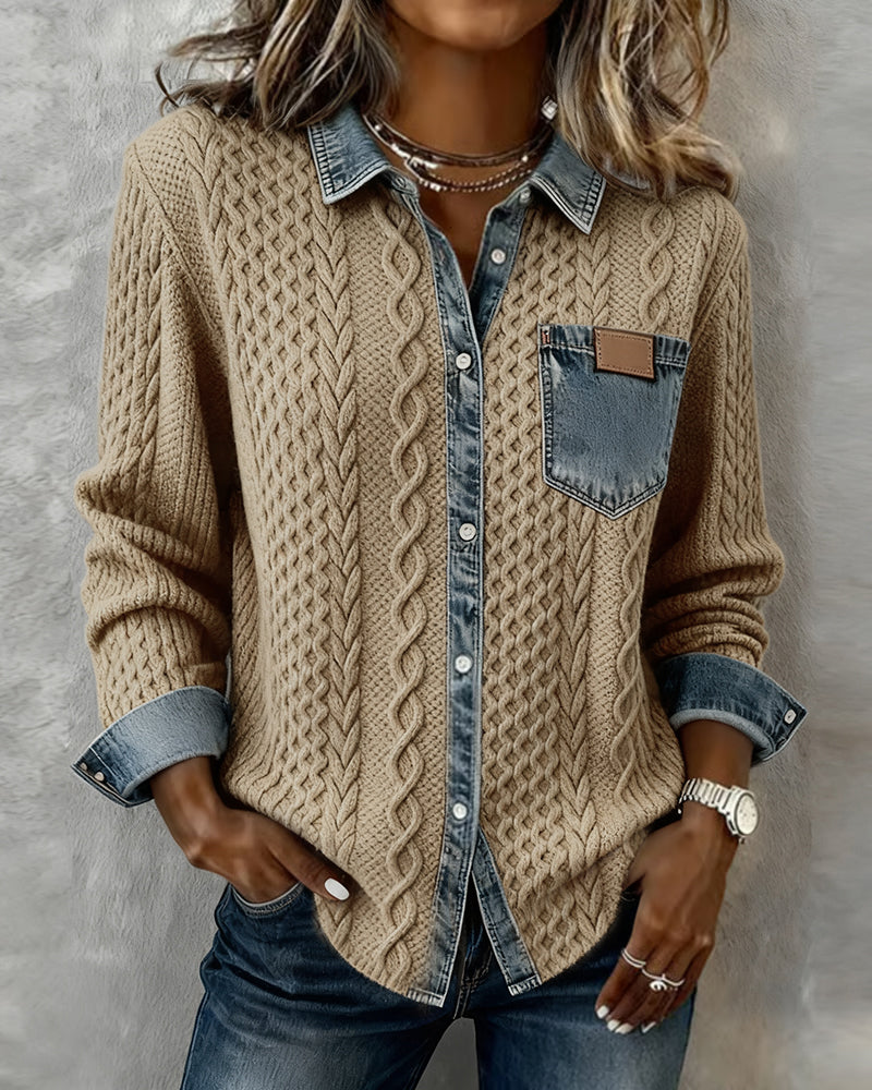 Women's Cable Knit Shirt Pink
