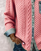 Women's Cable Knit Shirt Dark Blue Back