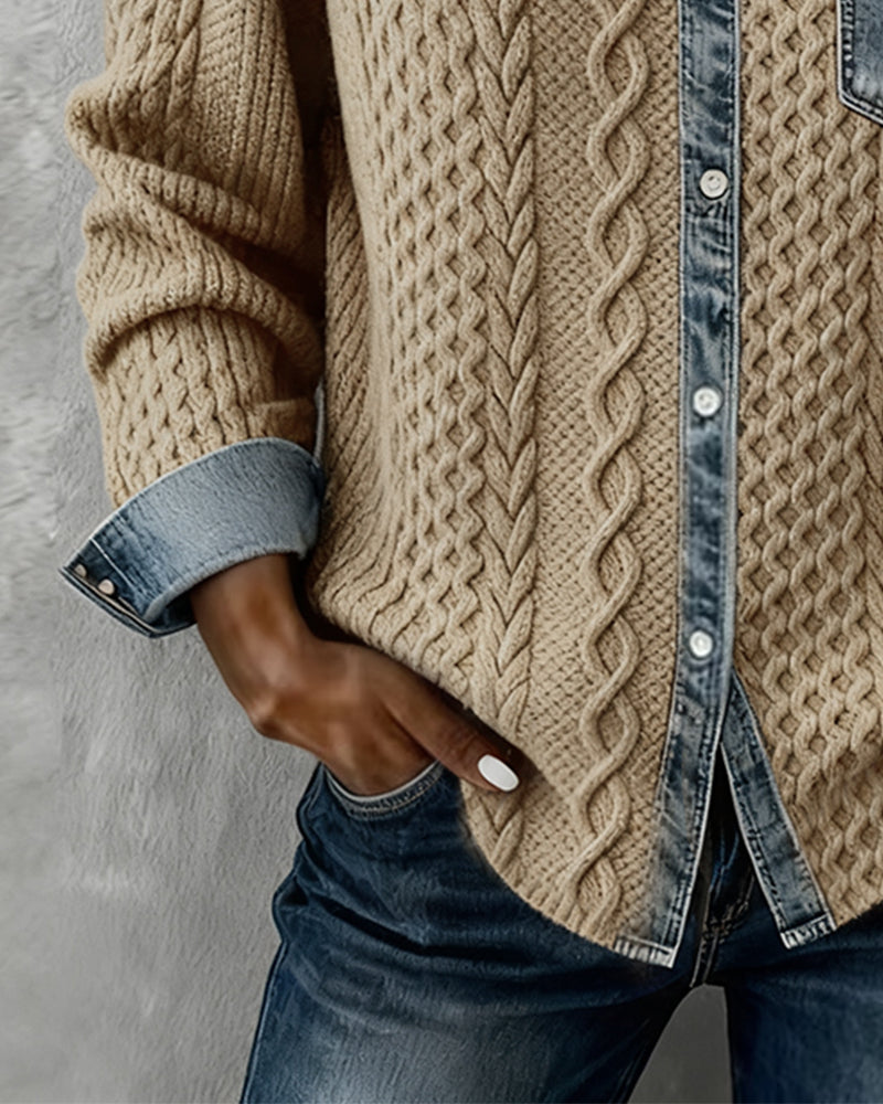 Women's Cable Knit Shirt Detail