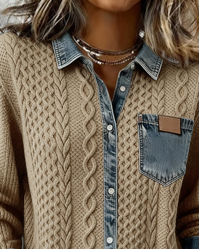 Women's Cable Knit Shirt Detail 2