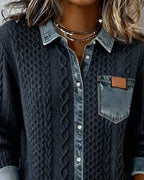 Women's Cable Knit Shirt Detail 4
