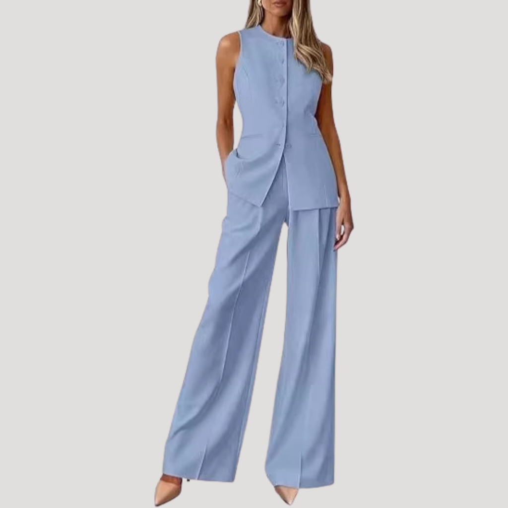 Sleeveless Vest and Trouser Set - Royal Blue