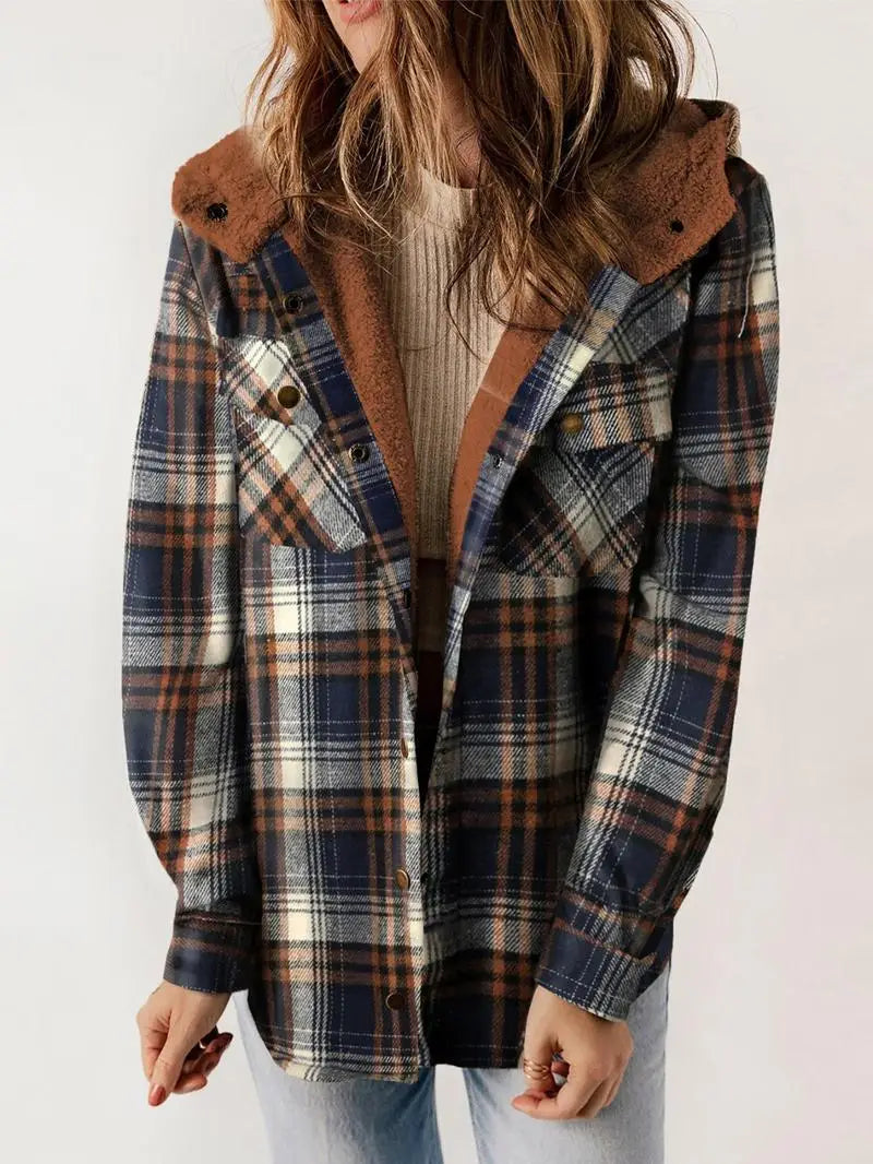 Women's Button-Front Fleece Jacket with Stand Collar