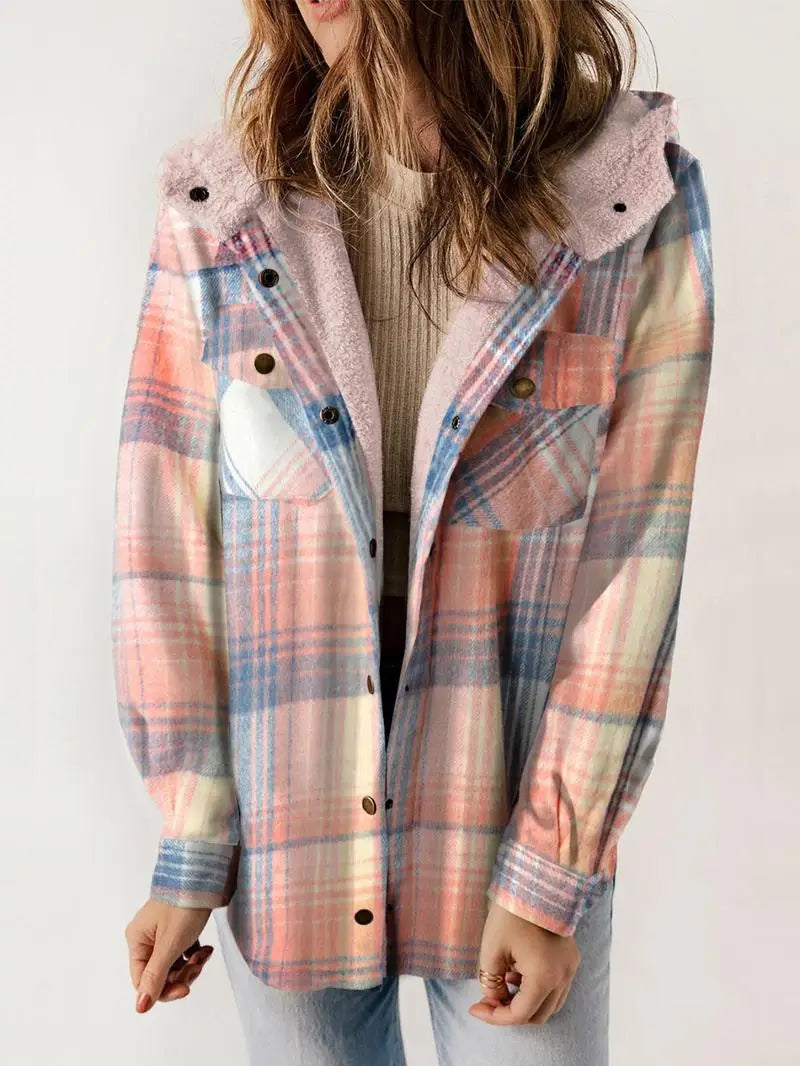 Women's Button-Front Fleece Jacket with Stand Collar