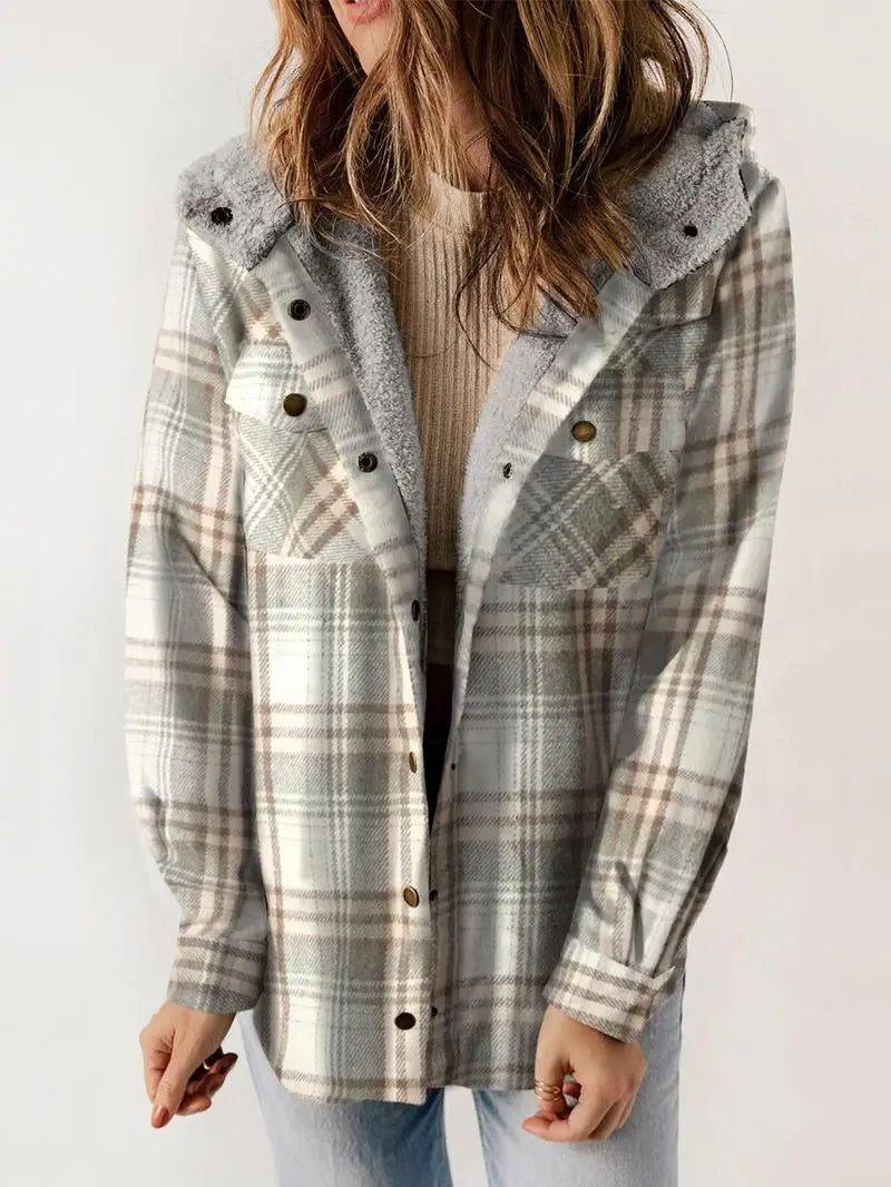 Women's Button-Front Fleece Jacket with Stand Collar
