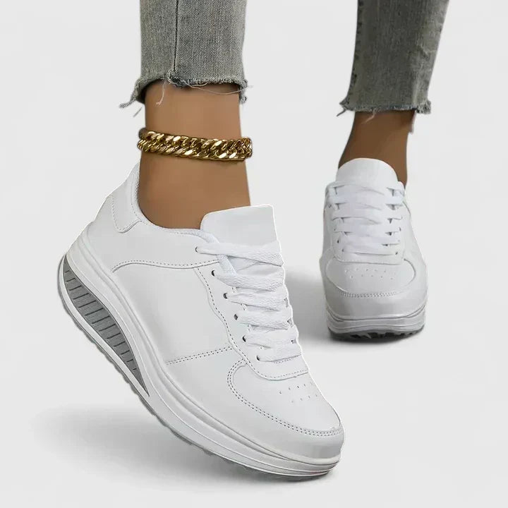 Women's Lace-Up Orthopedic Sneakers with Contrast Sole