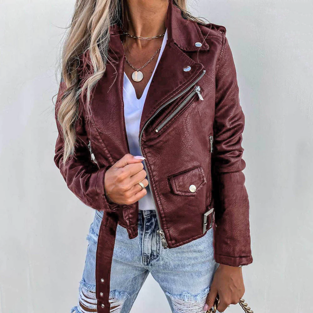 Women's Biker Jacket Detail 3