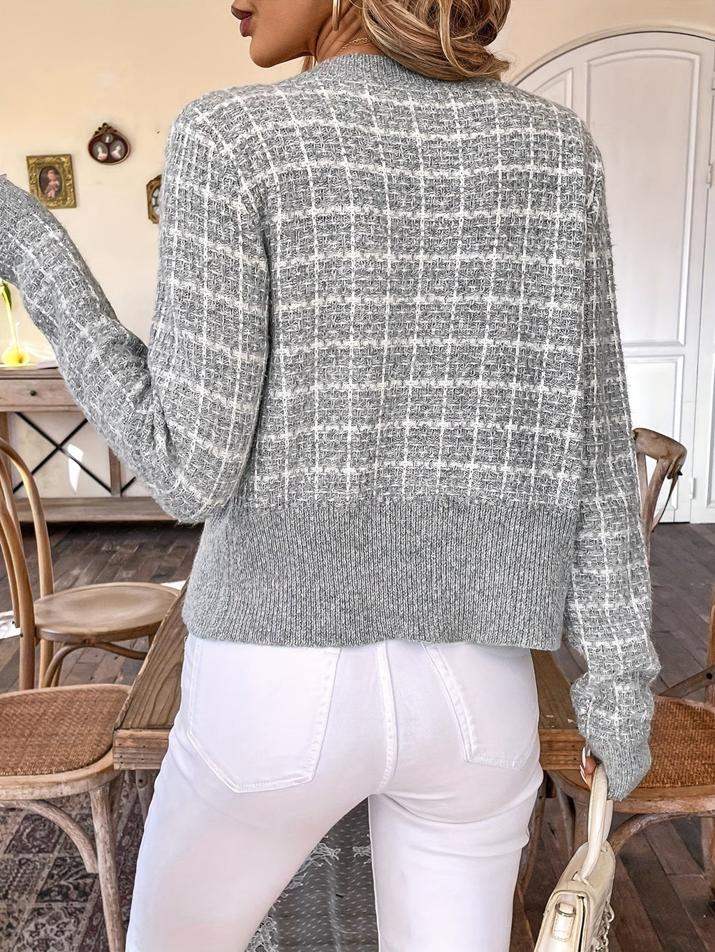 Women's Textured Knit Cardigan Detail 3