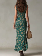 Women's floral boho maxi dress - back