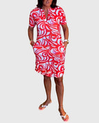 Women's v-neck mini dress in red