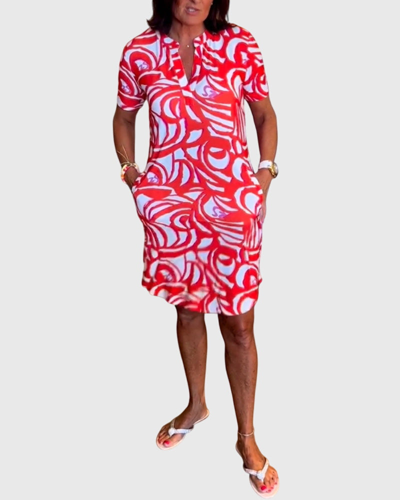 Women's v-neck mini dress in red