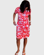 Women's v-neck mini dress in blue - back