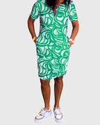 Women's v-neck mini dress in green - full