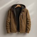 Men's Hooded Canvas Jacket with Fleece Lining