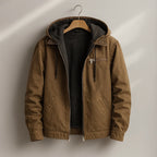 Men's Hooded Canvas Jacket with Fleece Lining