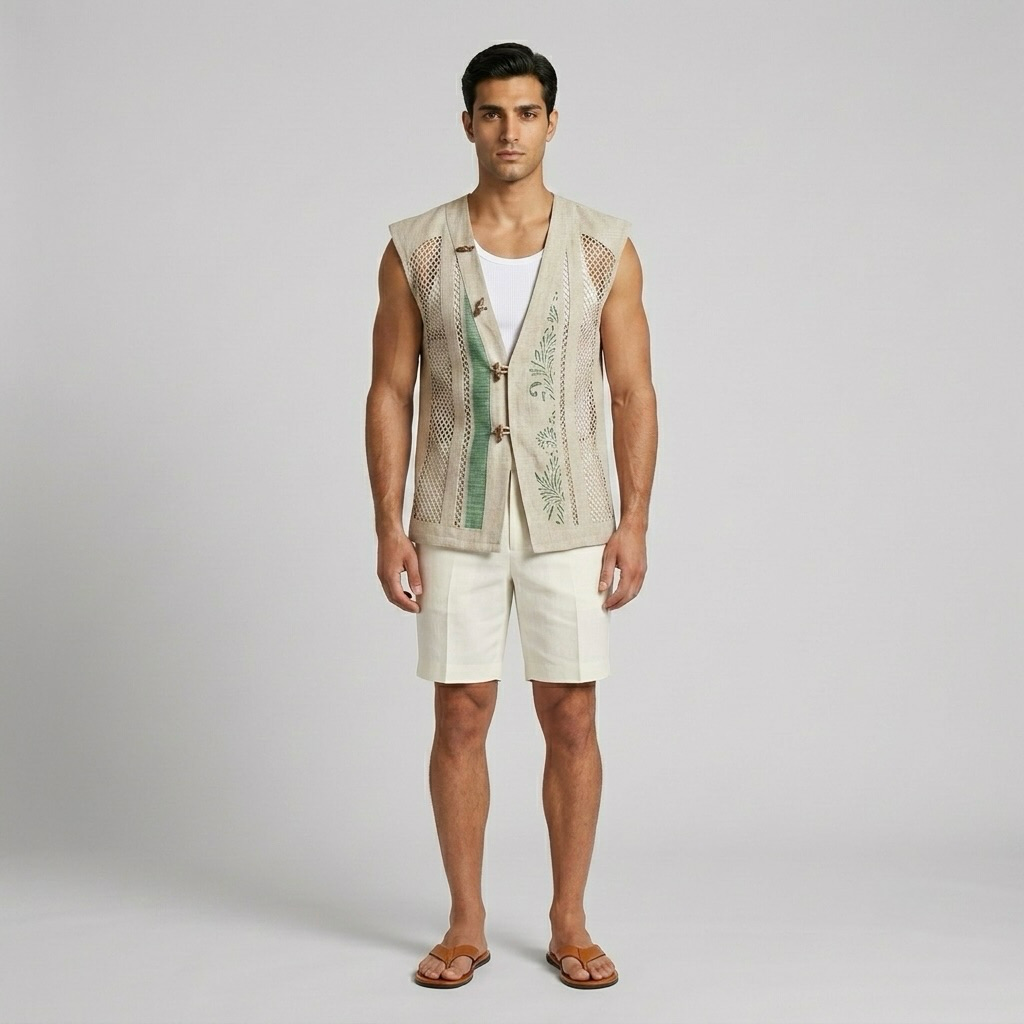 Mens Coastal Artisan Mesh Vest front view