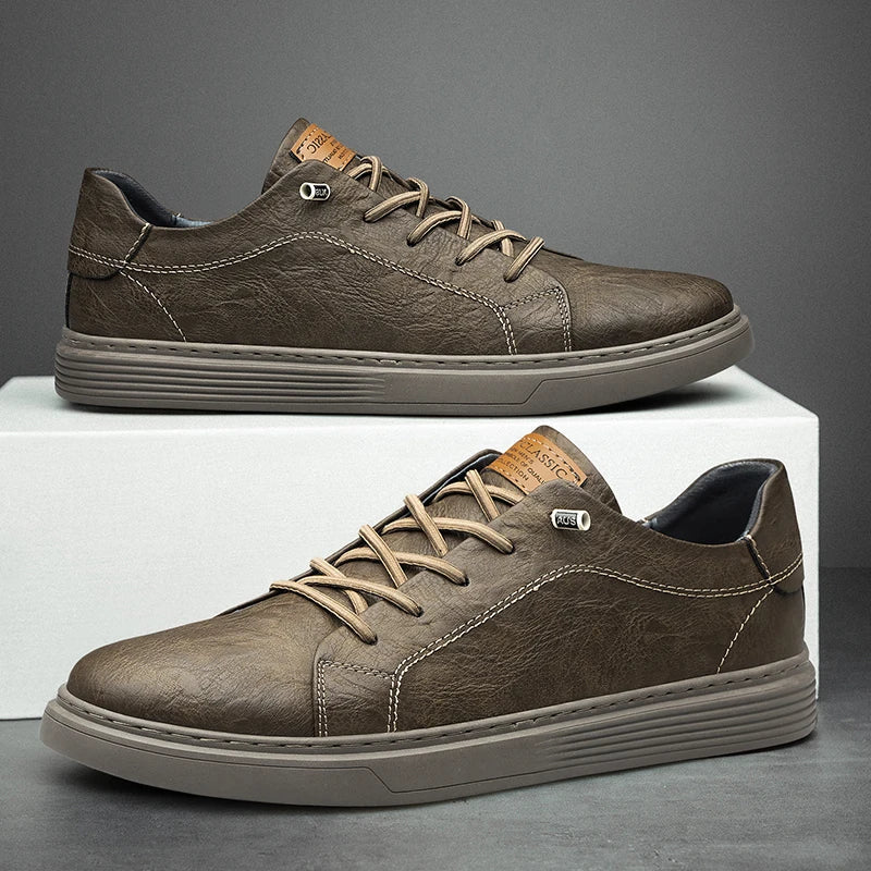 Men's Low-Top Lace-Up Sneakers - Brown