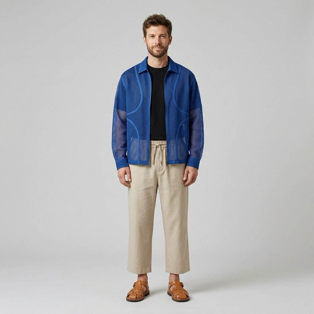 Mens Mesh Resort Overshirt front view