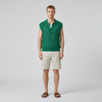 Mens Open-Knit Sleeveless Polo front view