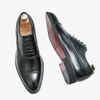 Men's Lace-Up Oxford Shoes with Cap Toe and Polished Finish - Black