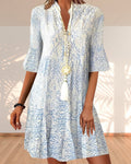 Women's paisley print midi dress in blue - front