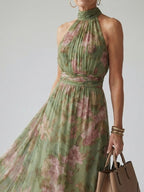 Women's halter neck midi dress - side
