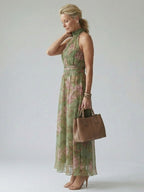 Women's halter neck midi dress - back