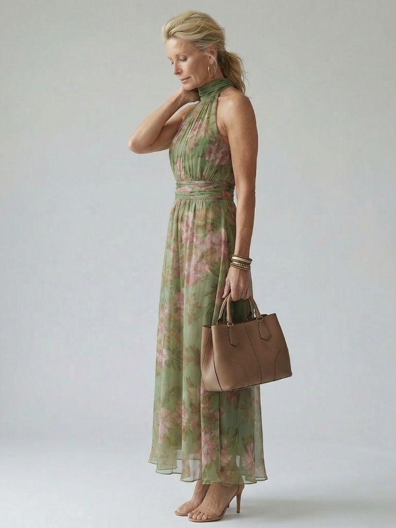 Women's halter neck midi dress - back
