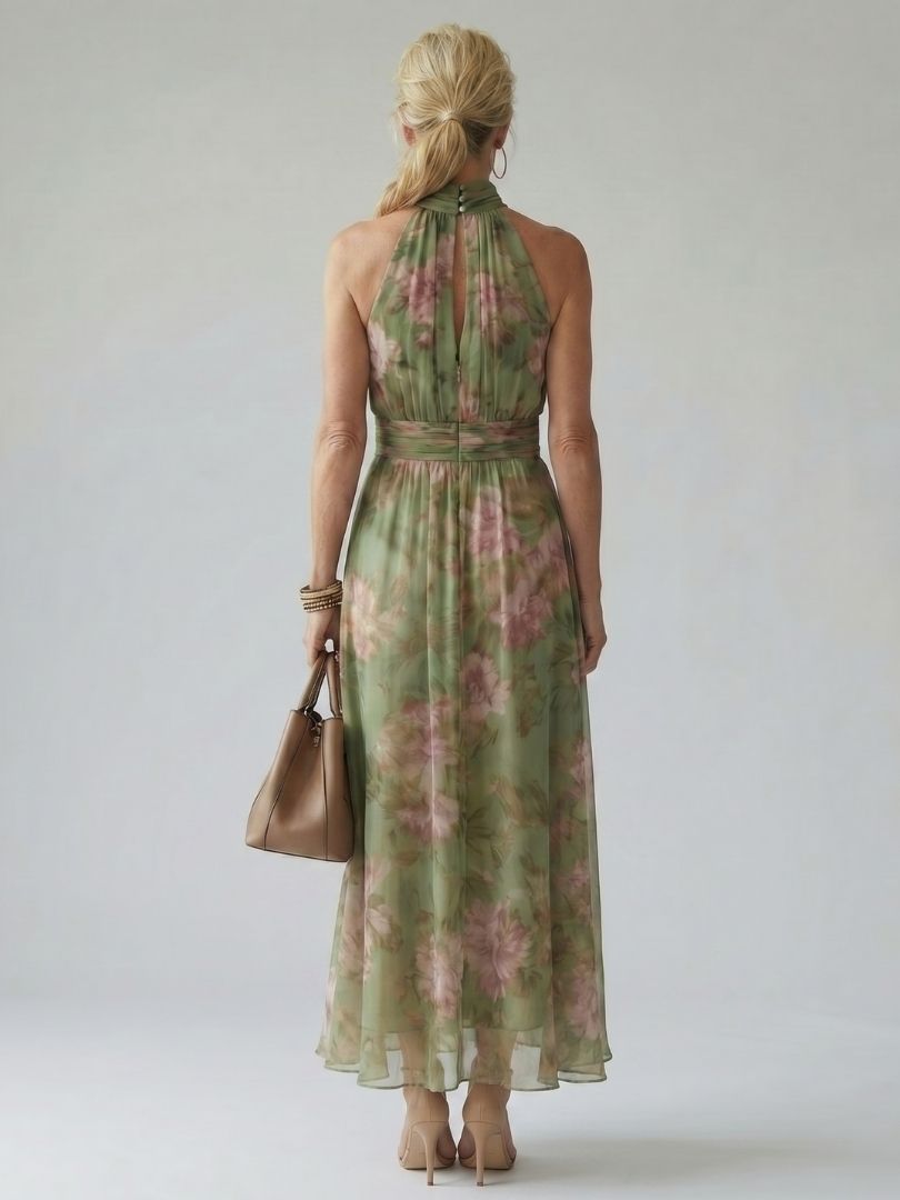 Women's halter neck midi dress - detail