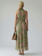 Women's halter neck midi dress - detail