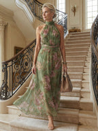 Women's halter neck midi dress - full view
