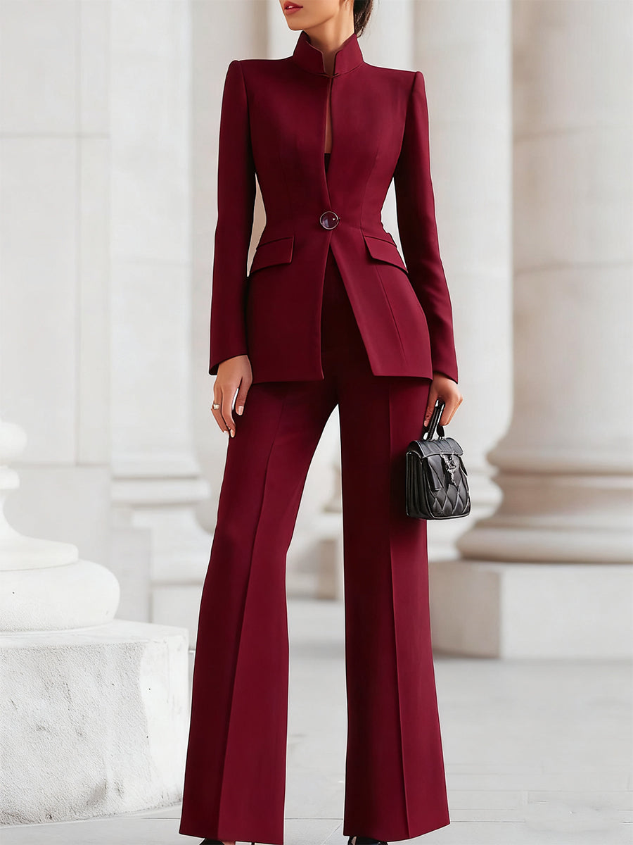 Women's Tailored Blazer and Wide-Leg Pants Set detail