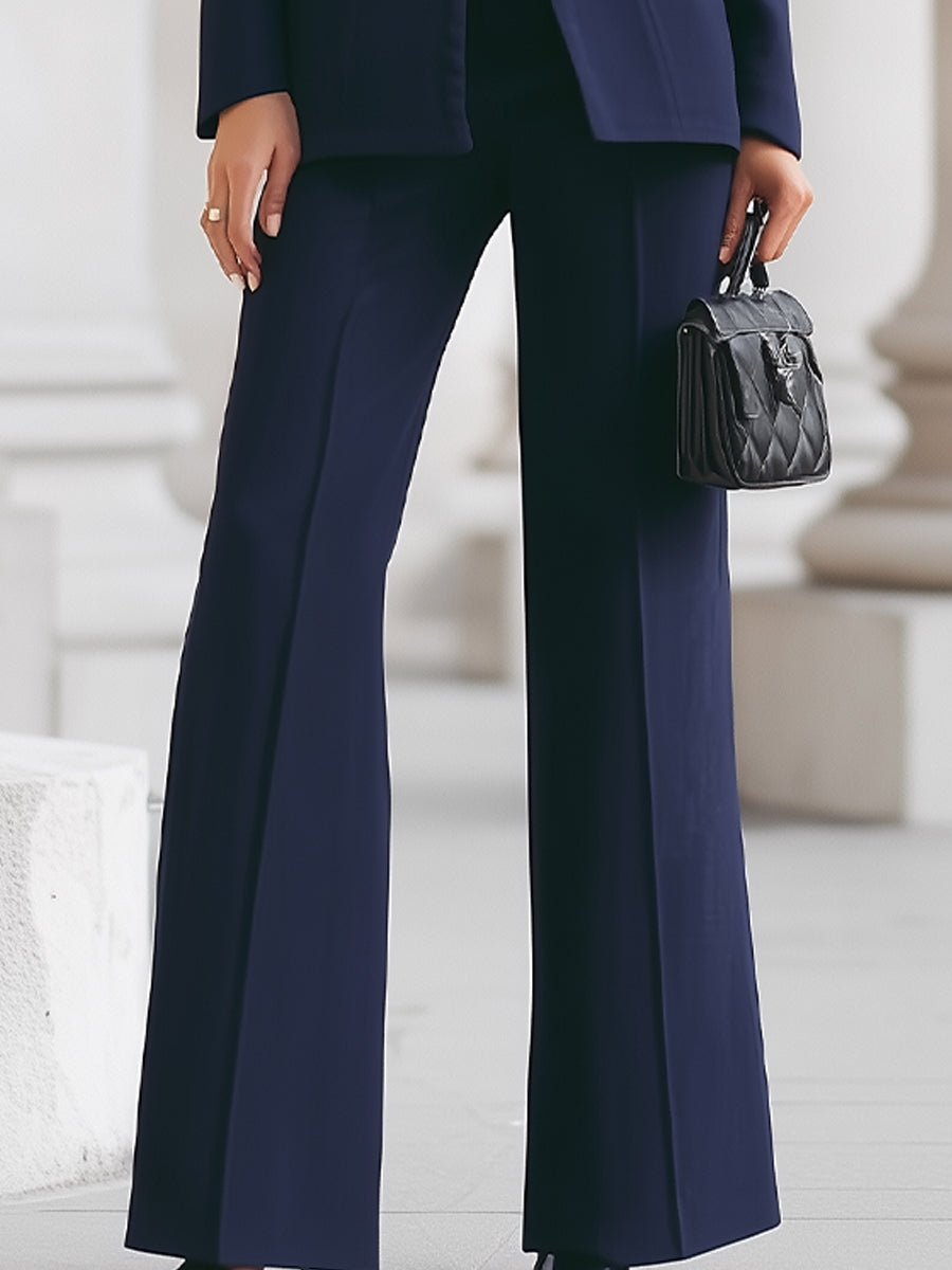 Women's Tailored Blazer and Wide-Leg Pants Set white