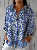 Women's floral collared button-down shirt
