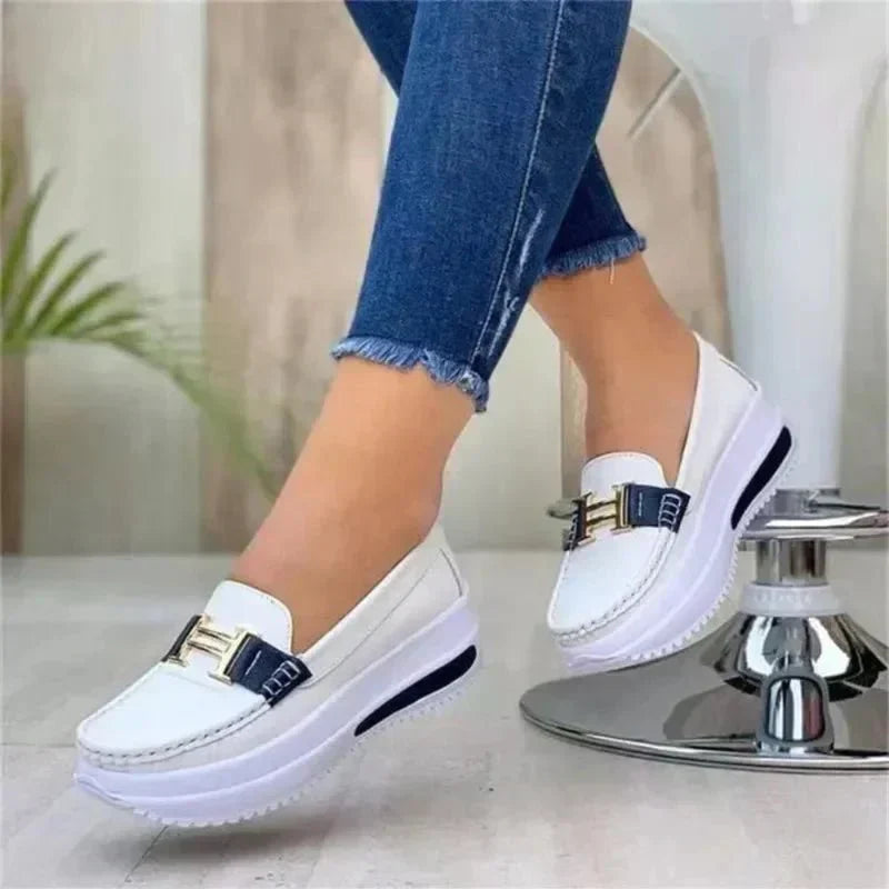 Women's Platform Loafers White