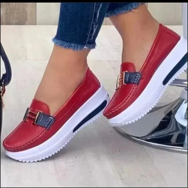 Women's Platform Loafers Red