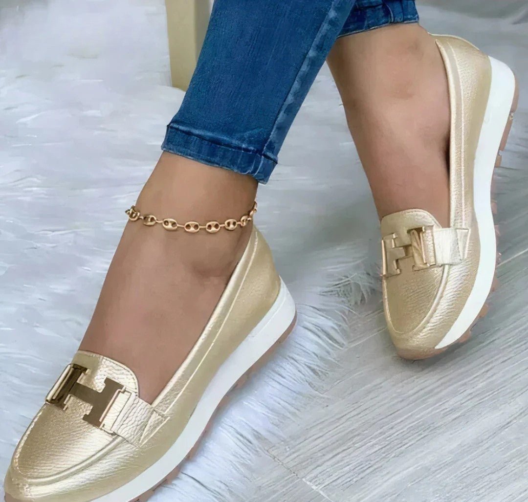 Women's Platform Loafers Gold