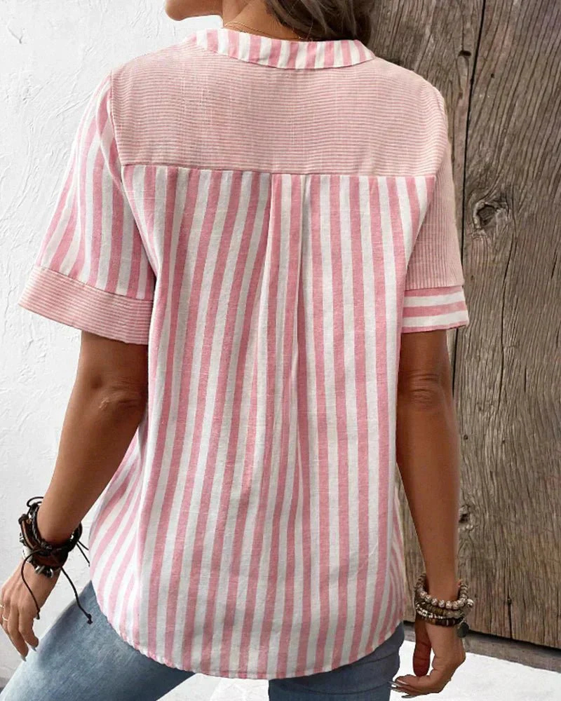 Women's striped colorblock blouse in light green
