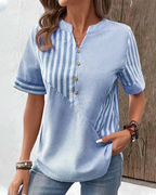 Women's striped colorblock blouse in light blue - detail